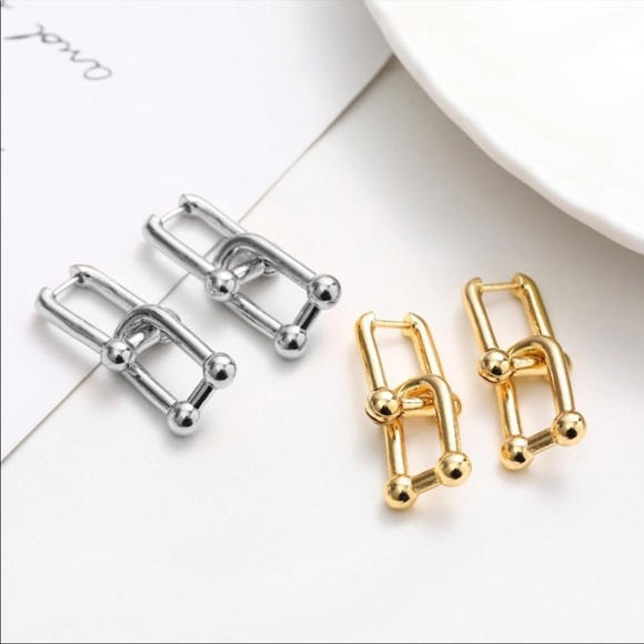 New 925 Sterling Silver Double Link Earrings - Picture 7 of 7